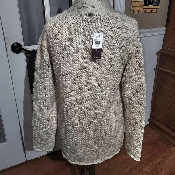 NWT J Jill Womens Cream Tan Wool Alpaca Unique Knit Sweater Medium New - Picture 2 of 5